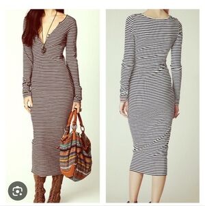 Free People Beach Striped Henley Maxi Dress Size Medium
